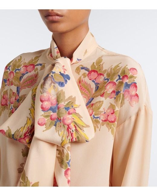 Etro Natural Floral Silk Crepe De Chine Blouse
