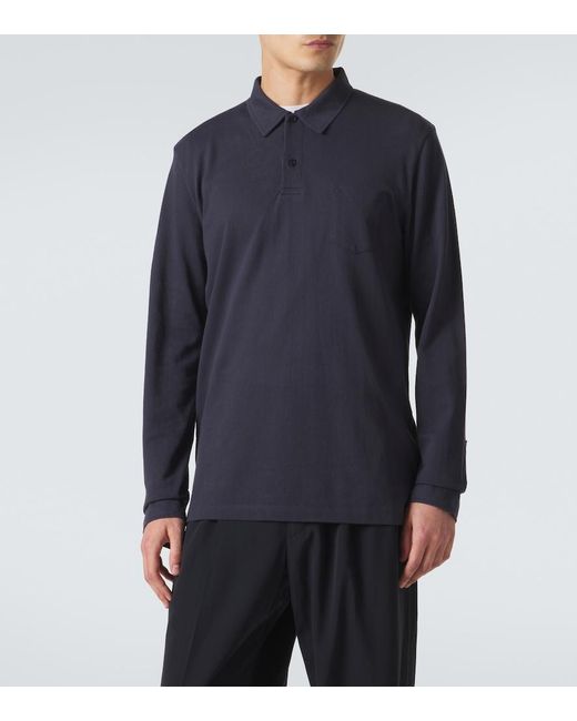 Sunspel Blue Riviera Cotton Polo Shirt for men