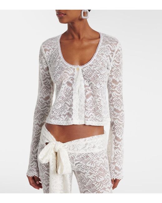 Bananhot White Trista Sheer Lace Cardigan