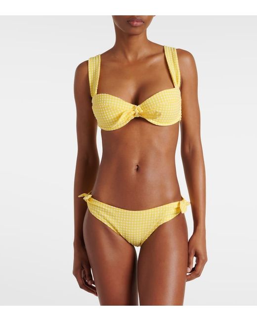 Top de bikini Cape Town a cuadros Heidi Klein de color Yellow