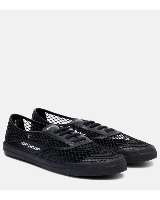 Aquazzura Black Minimalist Mesh Leather-Trimmed Sneakers