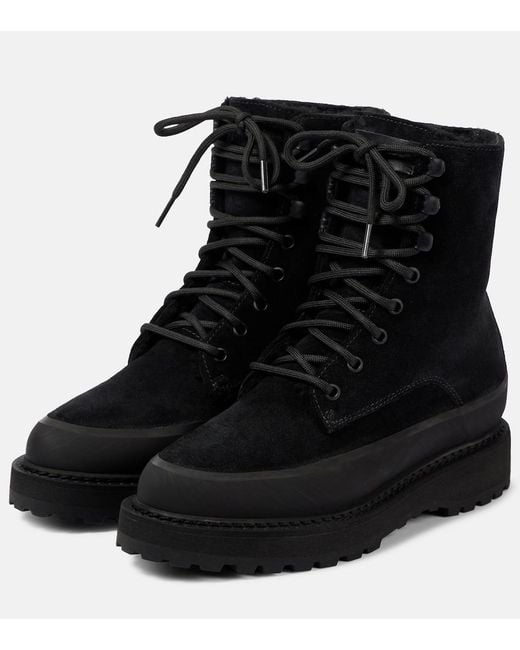 Le Monde Beryl Black Dolomite Shearling-Trimmed Suede Ankle Boots
