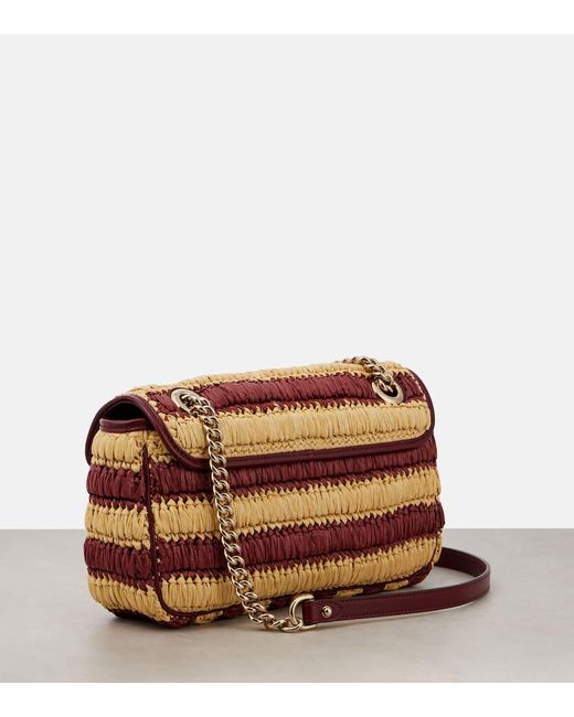 Gucci Brown Gg Marmont Medium Striped Shoulder Bag