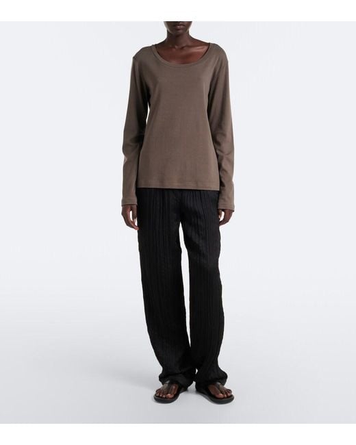 The Row Brown Kalto Cotton Jersey Top