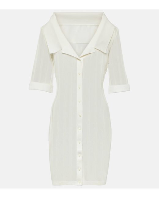 Jacquemus White La Mini Robe Manta Jersey Shirt Dress