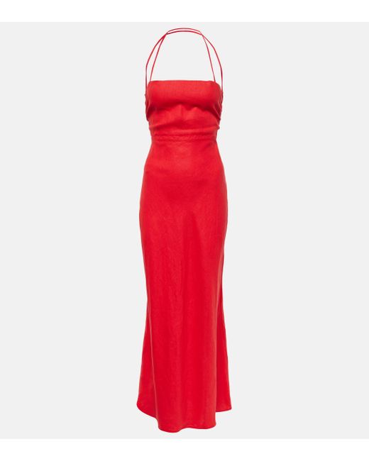 Faithfull The Brand Red Garcia Linen Maxi Dress