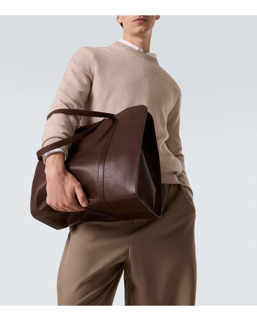 The Row Brown Ben Leather Tote Bag for men