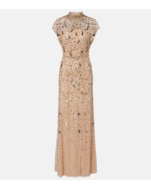 Jenny Packham Natural Sylvie Embellished Gown