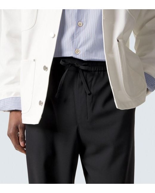AMI Black Virgin Wool Gabardine Straight Pants for men