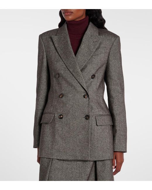 Brunello Cucinelli Gray Wool And Linen-Blend Blazer