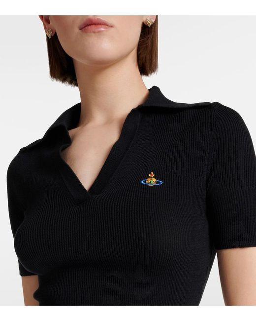 Polo Marina in jersey a coste di Vivienne Westwood in Black