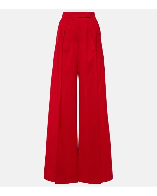 Max Mara Red Rimini Virgin Wool Wide-Leg Pants