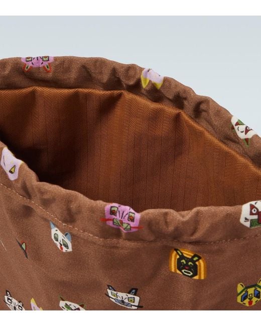 Loewe Brown X Louis Wain Cats Leather-Trimmed Pouch for men