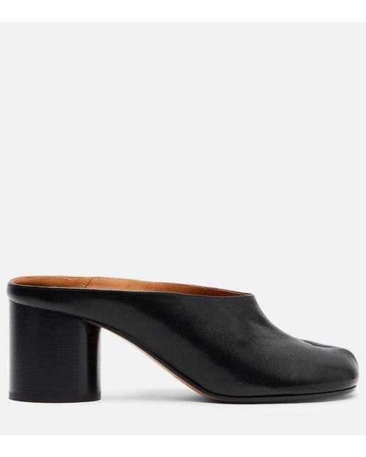 Maison Margiela Black Tabi Leather Mules
