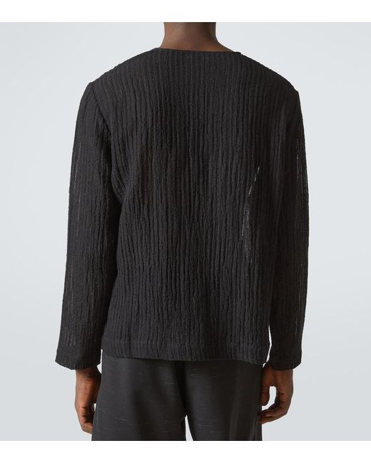 Commas Black Striped Henley Shirt for men