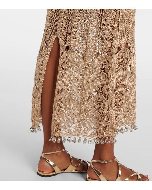 Rabanne Natural Crochet Embellished Midi Dress