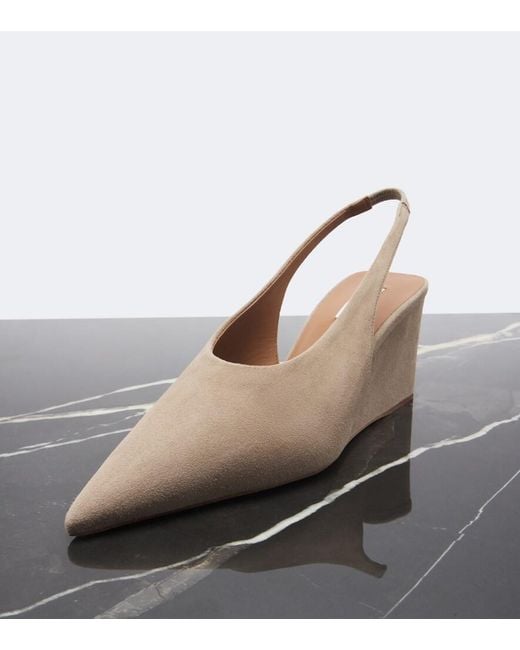 Alaïa Natural Suede Wedge Slingback Pumps