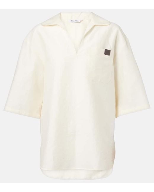 Max Mara White Polohemd Osiride Aus Leinen Und Seide