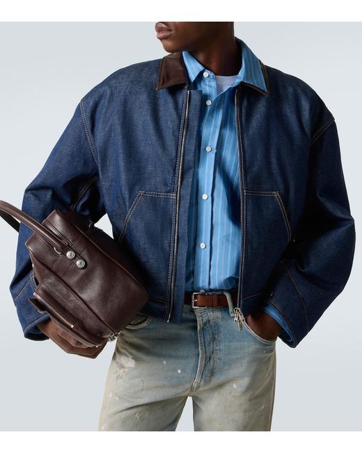 Chaqueta De Denim Con Piel Acne de hombre de color Blue