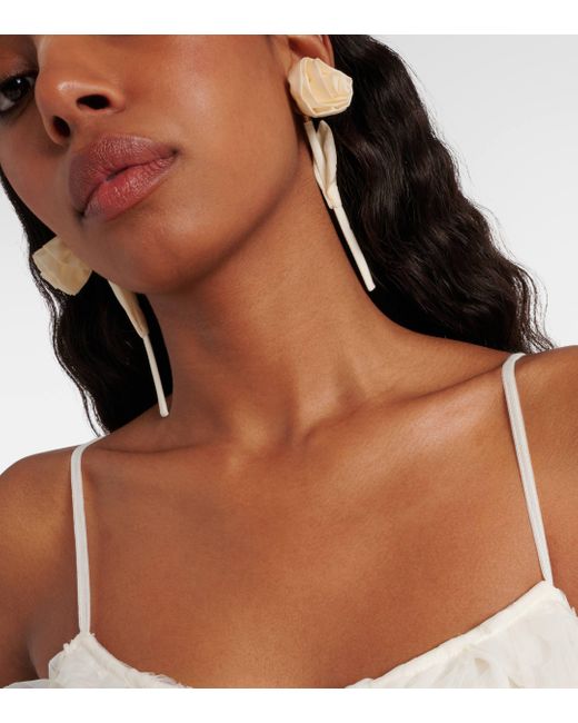 Simone Rocha White Rose Earrings