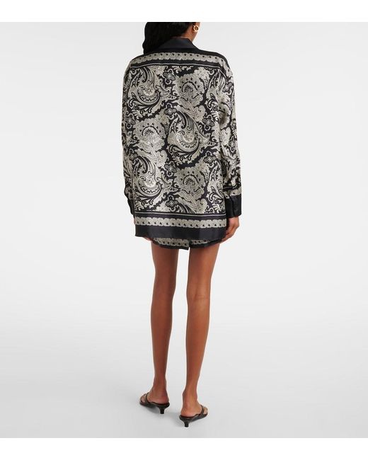 Nili Lotan Black Alfie Paisley Silk Twill Shirt