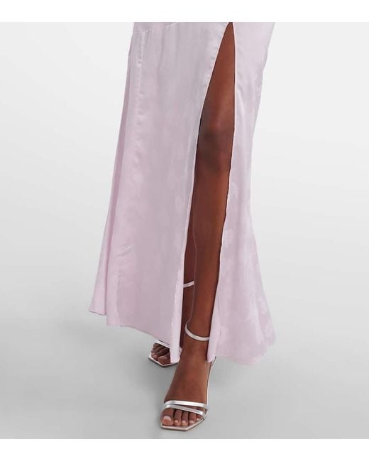 ROTATE BIRGER CHRISTENSEN Purple Ruffled Satin Jacquard Gown