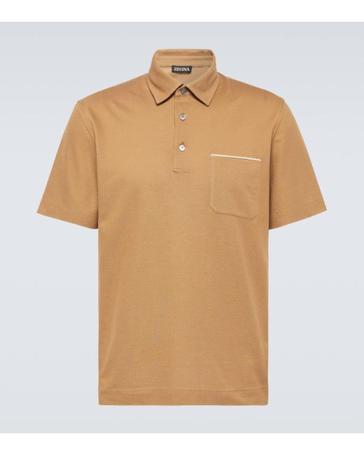 Zegna Natural Cotton Pique Polo Shirt for men
