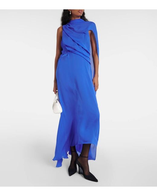 Vestido de fiesta asimetrico de saten de seda Givenchy de color Blue