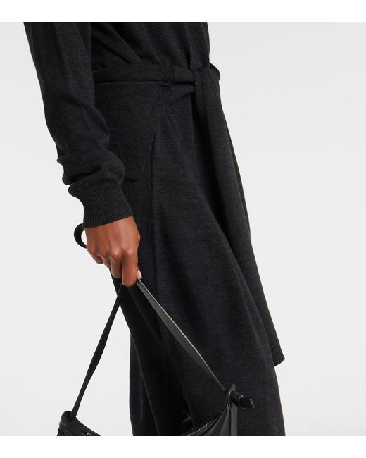 Lemaire Blue Turtleneck Wool-Blend Midi Dress