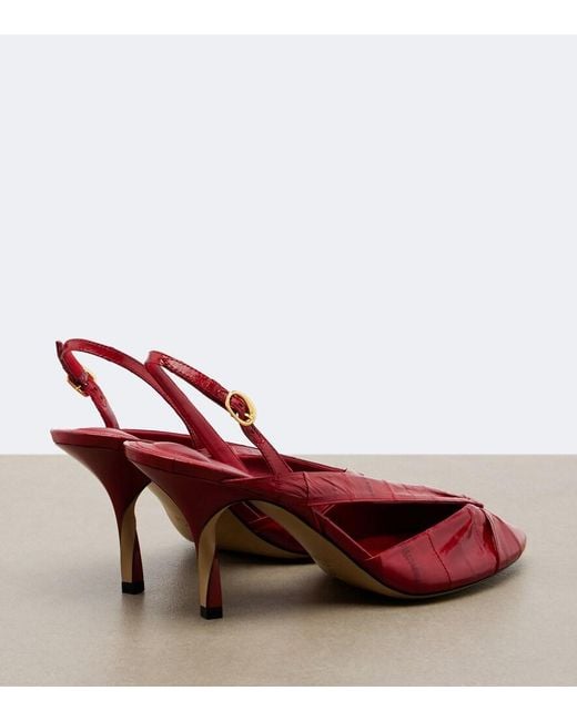 Jacquemus Red Poisson Leather Peep-Toe Pumps