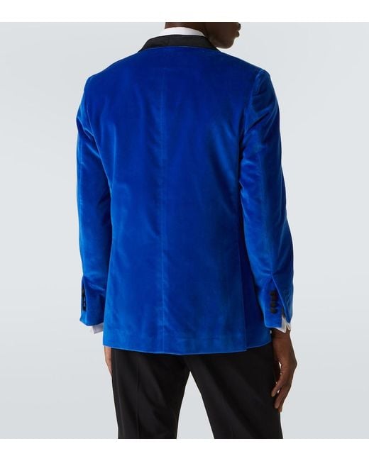 Rubinacci Blue Cotton Velvet Blazer for men