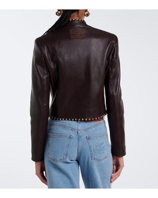 Etro Black Studded Leather Jacket