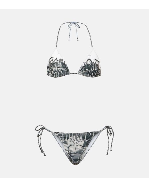 Jean Paul Gaultier White Printed Bikini