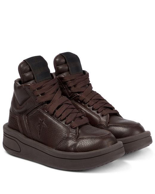 Rick Owens Leather X Converse Drkshdw Turbowpn Sneakers in Clay