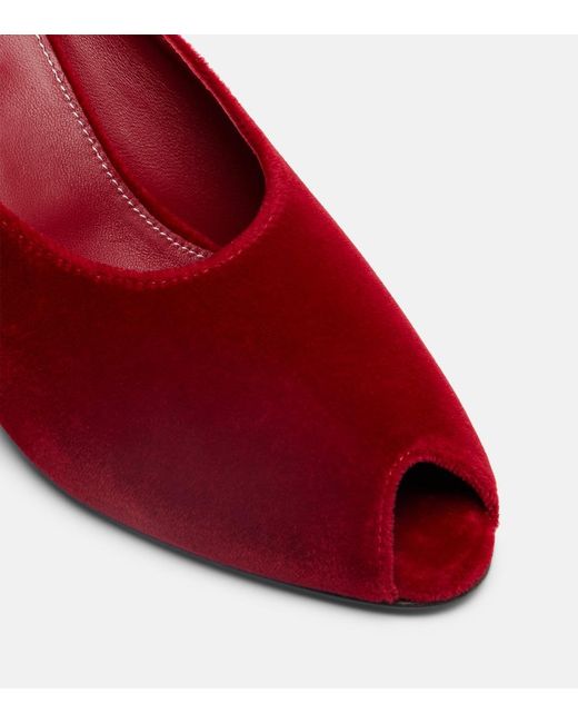 Totême  Red Velvet Wedge Mules