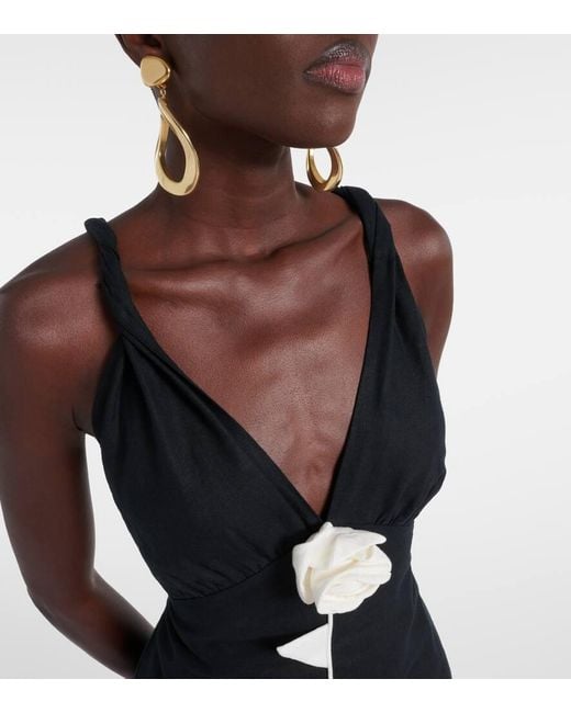 Robe En Lin Melange A Fleurs Farm Rio en coloris Black