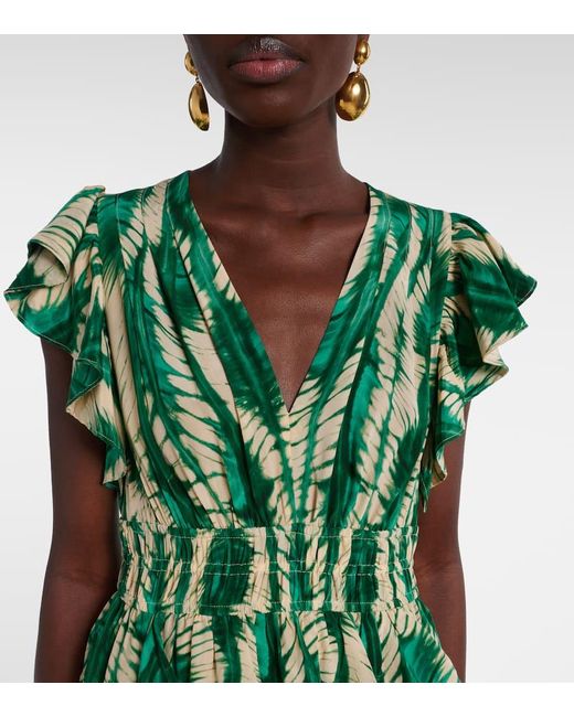 Ulla Johnson Green Brielle Silk Crepe De Chine Midi Dress