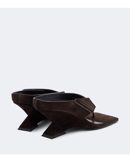 The Attico Black Cheope Suede Thong Sandals