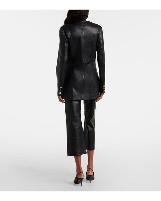 Nour Hammour Black Leather Cropped Slim Pants