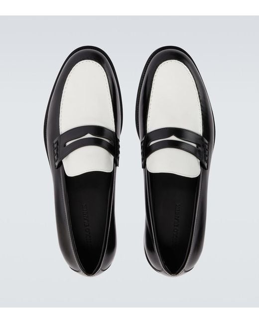 Manolo Blahnik Black Perry Leather Penny Loafers for men