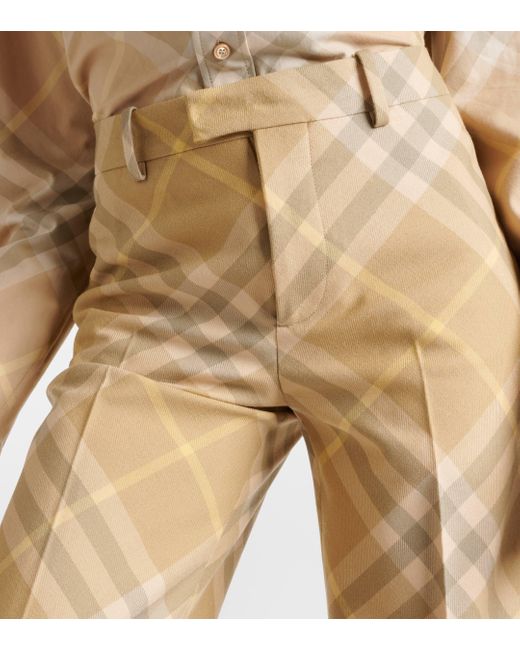 Pantalon ample Check en laine Burberry en coloris Natural