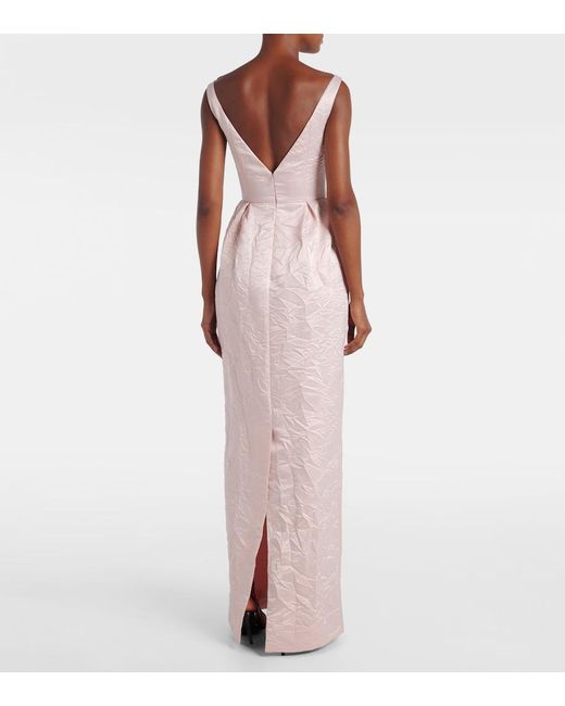 Erdem Pink Embroidered Satin Gown