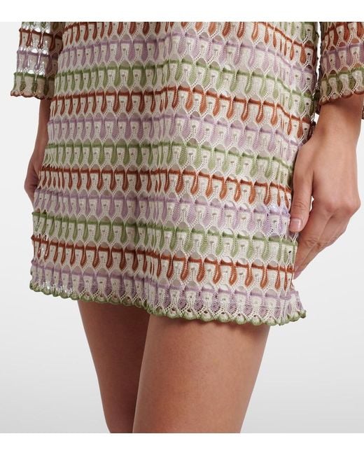 Veronica Beard Natural Novien Crochet Minidress