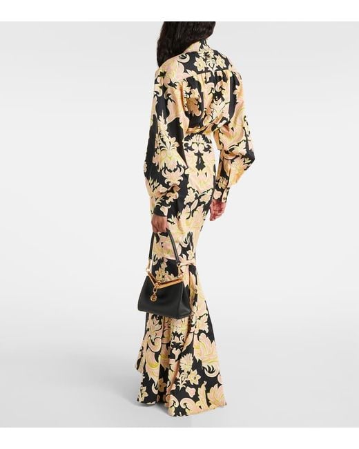 Etro Metallic Printed Cotton-Blend Maxi Shirt Dress