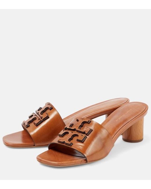Tory Burch Brown Ines Leather Mules