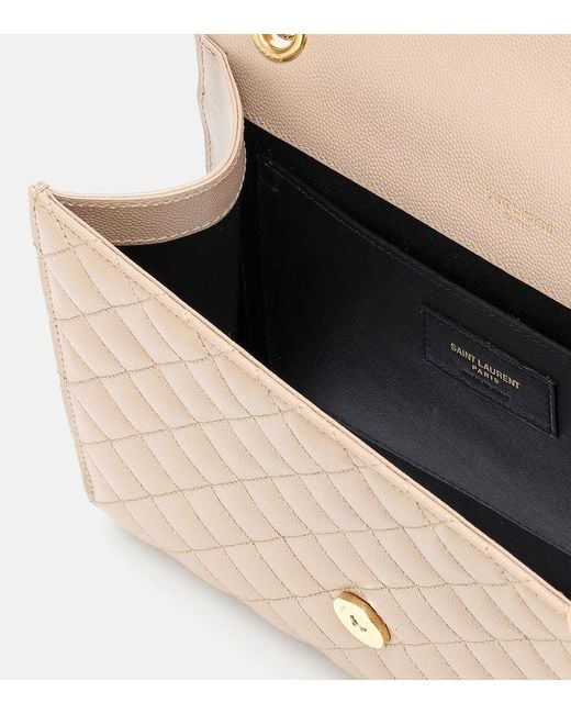 Saint Laurent Natural Envelope Große Schultertasche Aus Gestepptem Leder