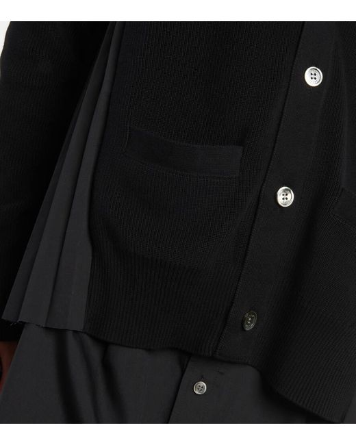 Cardigan de algodon con cuello en V Sacai de color Black