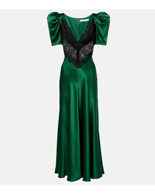 Rodarte Green Cocktailkleid Aus Seide Mit Spitze