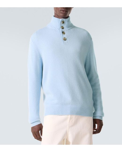 Allude Blue Wool And Cashmere Turtleneck Sweater for men