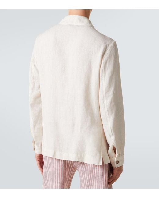Fedeli White Oxford Linen Jacket for men